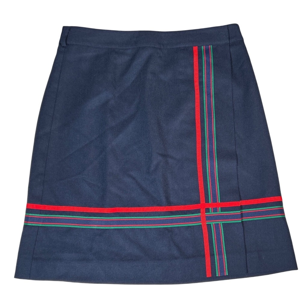 NWT Vineyard Vines Skirt Navy Wool Grosgrain Trim Wrap Mini Preppy Retro Size 6
